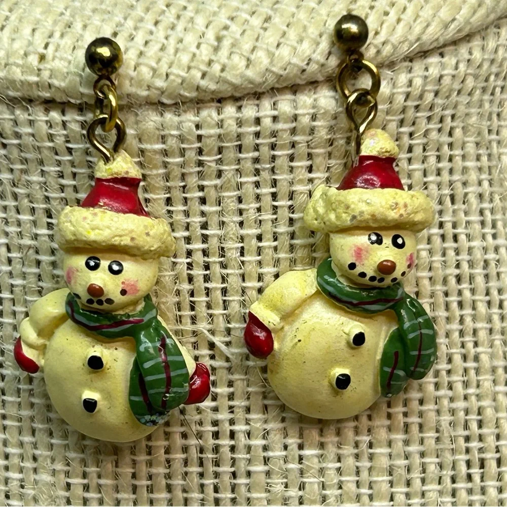 Christmas Snowman‎ Dangle Earrings